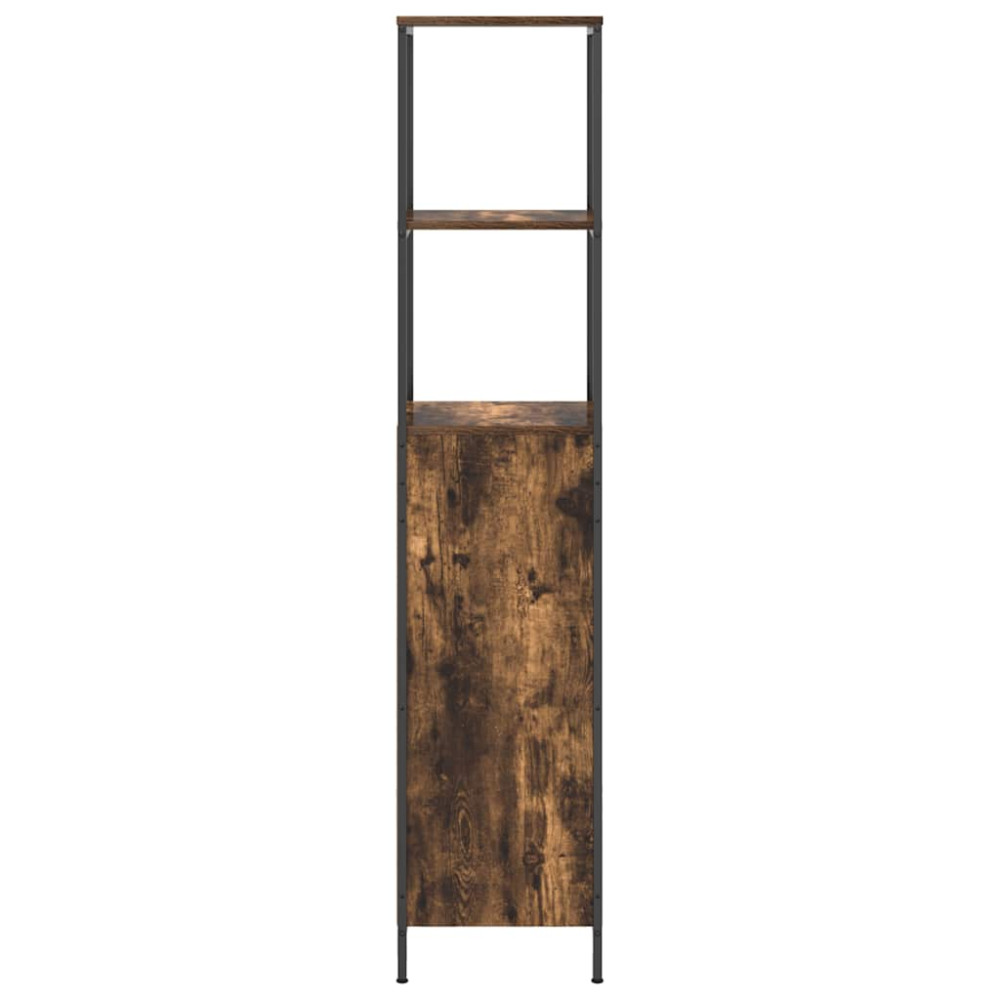 Produktbild för Badrumsskåp med hyllor rökfärgad ek 36x35x165 cm