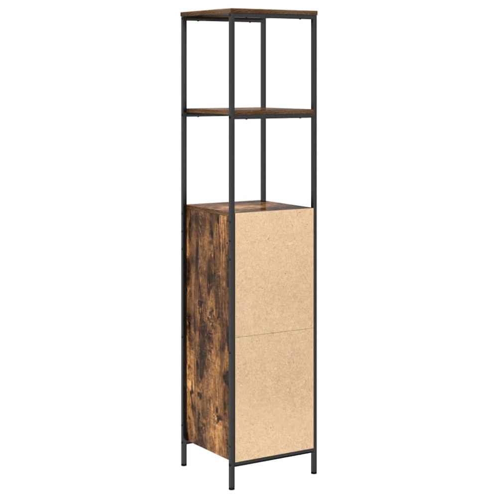Produktbild för Badrumsskåp med hyllor rökfärgad ek 36x35x165 cm