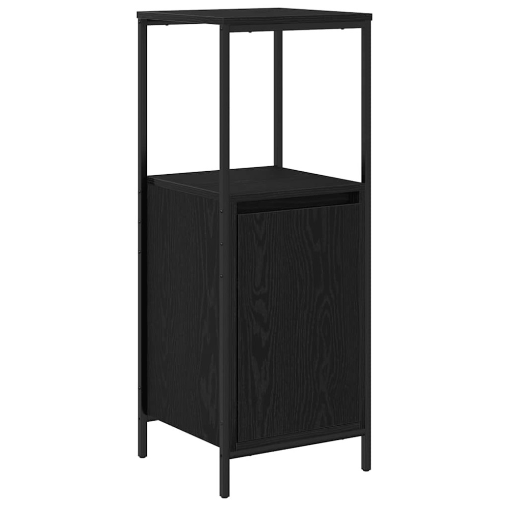 Produktbild för Badrumsskåp med hyllor svart ek 36x35x95 cm