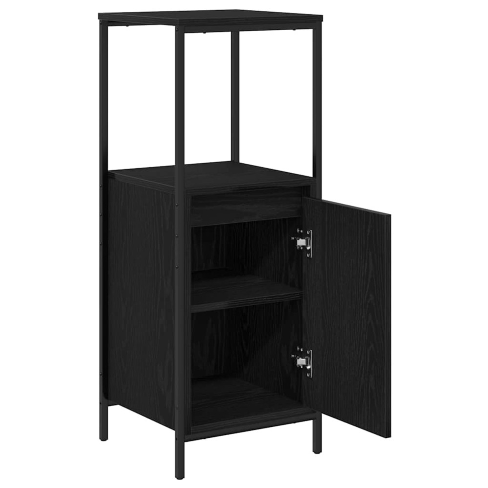 Produktbild för Badrumsskåp med hyllor svart ek 36x35x95 cm