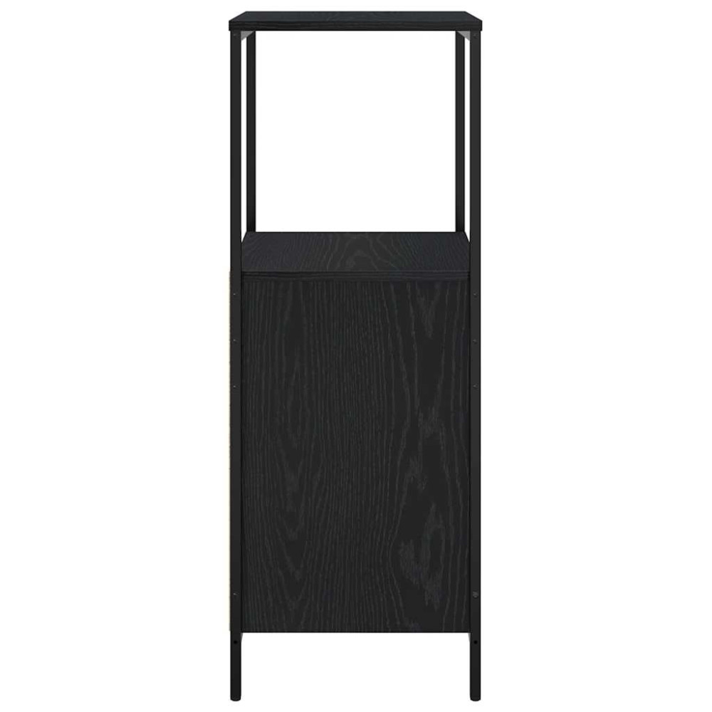 Produktbild för Badrumsskåp med hyllor svart ek 36x35x95 cm