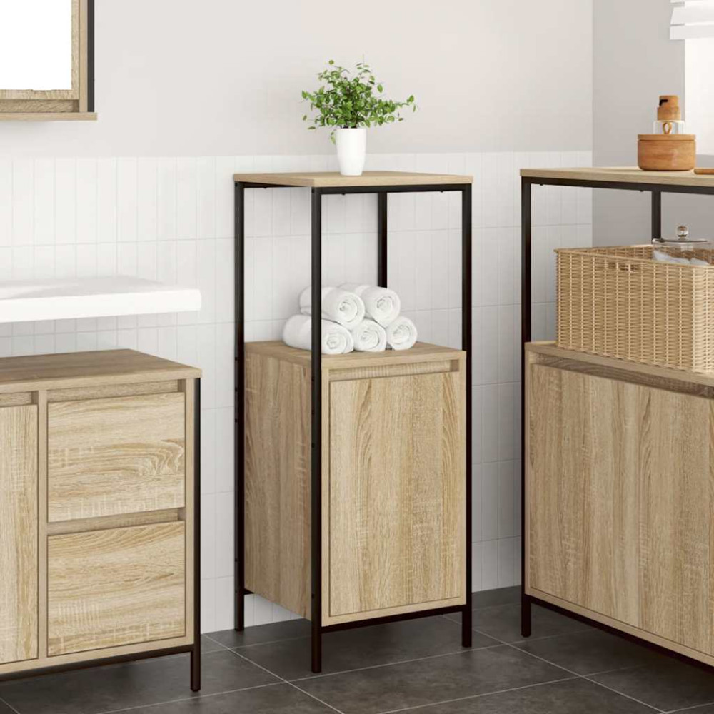 Produktbild för Badrumsskåp med hyllor sonoma-ek 36x35x95 cm
