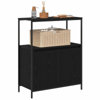 Produktbild för Badrumsskåp med hyllor svart ek 76,5x35x95 cm