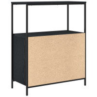 Produktbild för Badrumsskåp med hyllor svart ek 76,5x35x95 cm