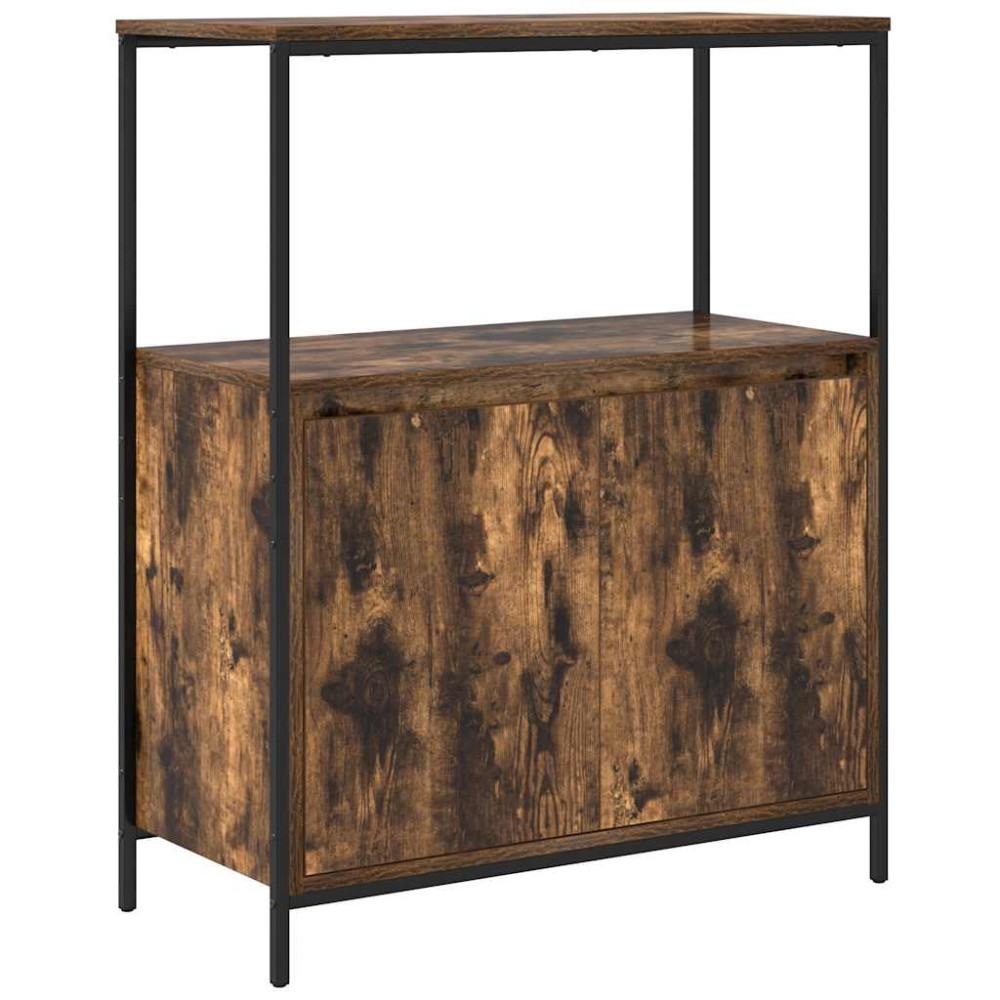 Produktbild för Badrumsskåp med hyllor rökfärgad ek 76,5x35x95 cm