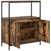 Produktbild för Badrumsskåp med hyllor rökfärgad ek 76,5x35x95 cm