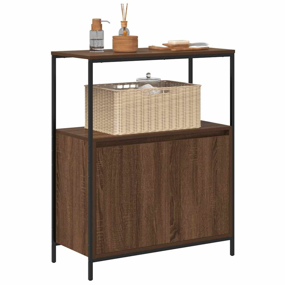 Produktbild för Badrumsskåp med hyllor brun ek 76,5x35x95 cm