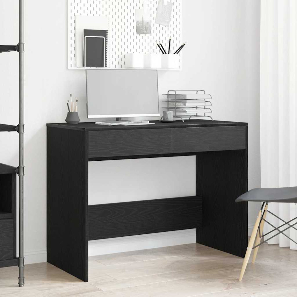 Produktbild för Skrivbord svart ek 101x50x76,5 cm konstruerat trä