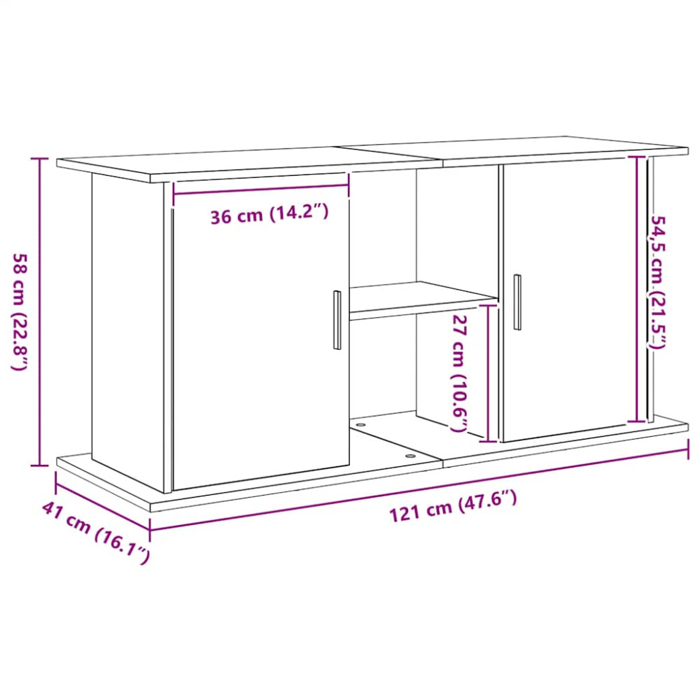 Produktbild för Akvariebänk svart ek 121x41x58 cm konstruerat trä