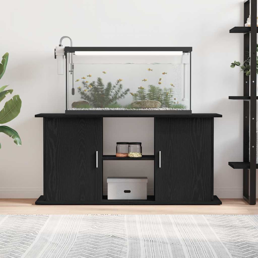 Produktbild för Akvariebänk svart ek 121x41x58 cm konstruerat trä