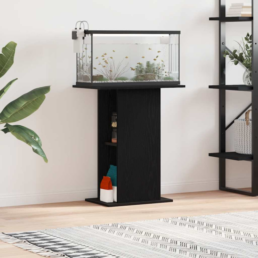 Produktbild för Akvariebänk svart ek 60,5x36x72,5 cm konstruerat trä