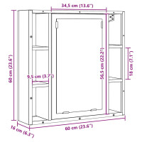 Produktbild för Badrumsspegelskåp svart ek 60x16x60 cm konstruerat trä
