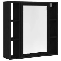 Produktbild för Badrumsspegelskåp svart ek 60x16x60 cm konstruerat trä