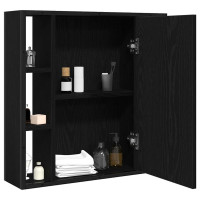 Produktbild för Badrumsspegelskåp svart ek 60x16x60 cm konstruerat trä
