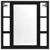 Produktbild för Badrumsspegelskåp svart ek 60x16x60 cm konstruerat trä