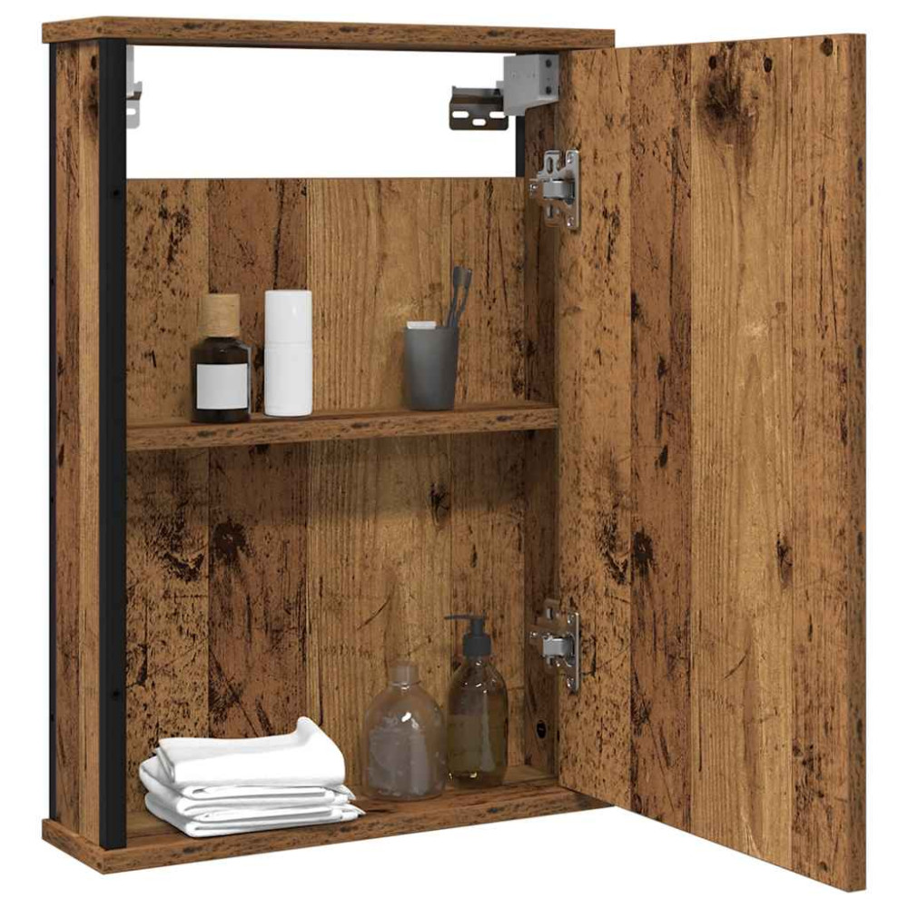 Produktbild för Spegelskåp för badrum åldrat trä 42x12x60 cm konstruerat trä