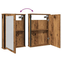 Produktbild för Spegelskåp för badrum åldrat trä 42x12x60 cm konstruerat trä