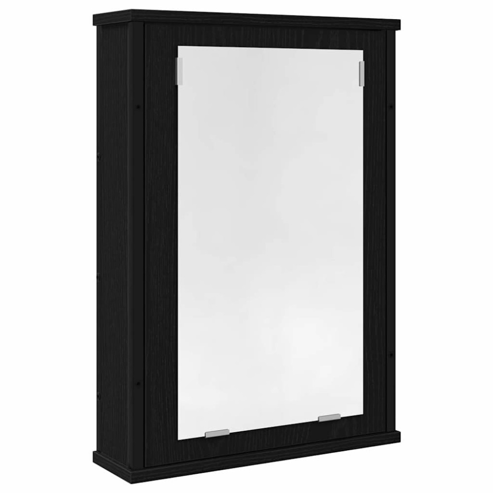 Produktbild för Spegelskåp för badrum svart ek 42x12x60 cm konstruerat trä