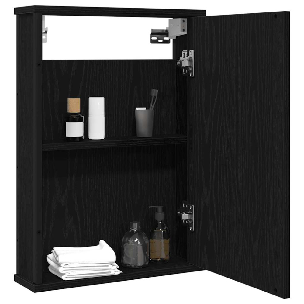 Produktbild för Spegelskåp för badrum svart ek 42x12x60 cm konstruerat trä