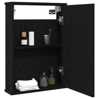 Produktbild för Spegelskåp för badrum svart ek 42x12x60 cm konstruerat trä