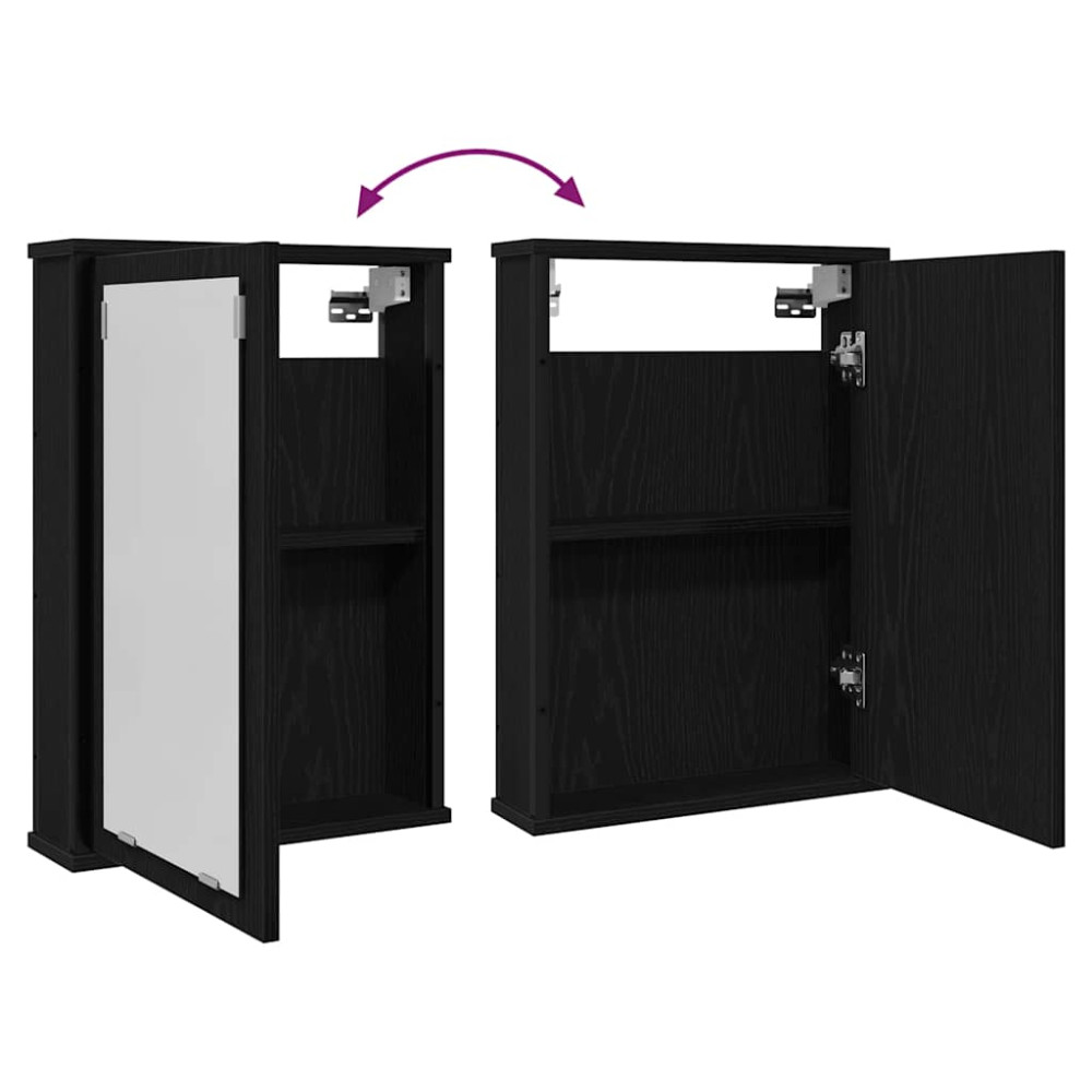 Produktbild för Spegelskåp för badrum svart ek 42x12x60 cm konstruerat trä