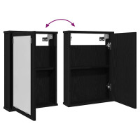 Produktbild för Spegelskåp för badrum svart ek 42x12x60 cm konstruerat trä