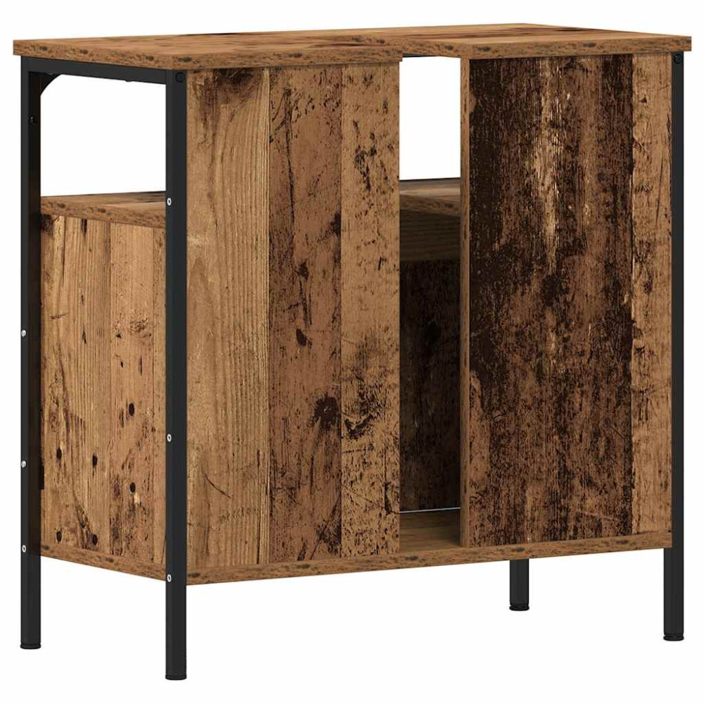 Produktbild för Tvättställsskåp åldrat trä 60x30x60 cm konstruerat trä