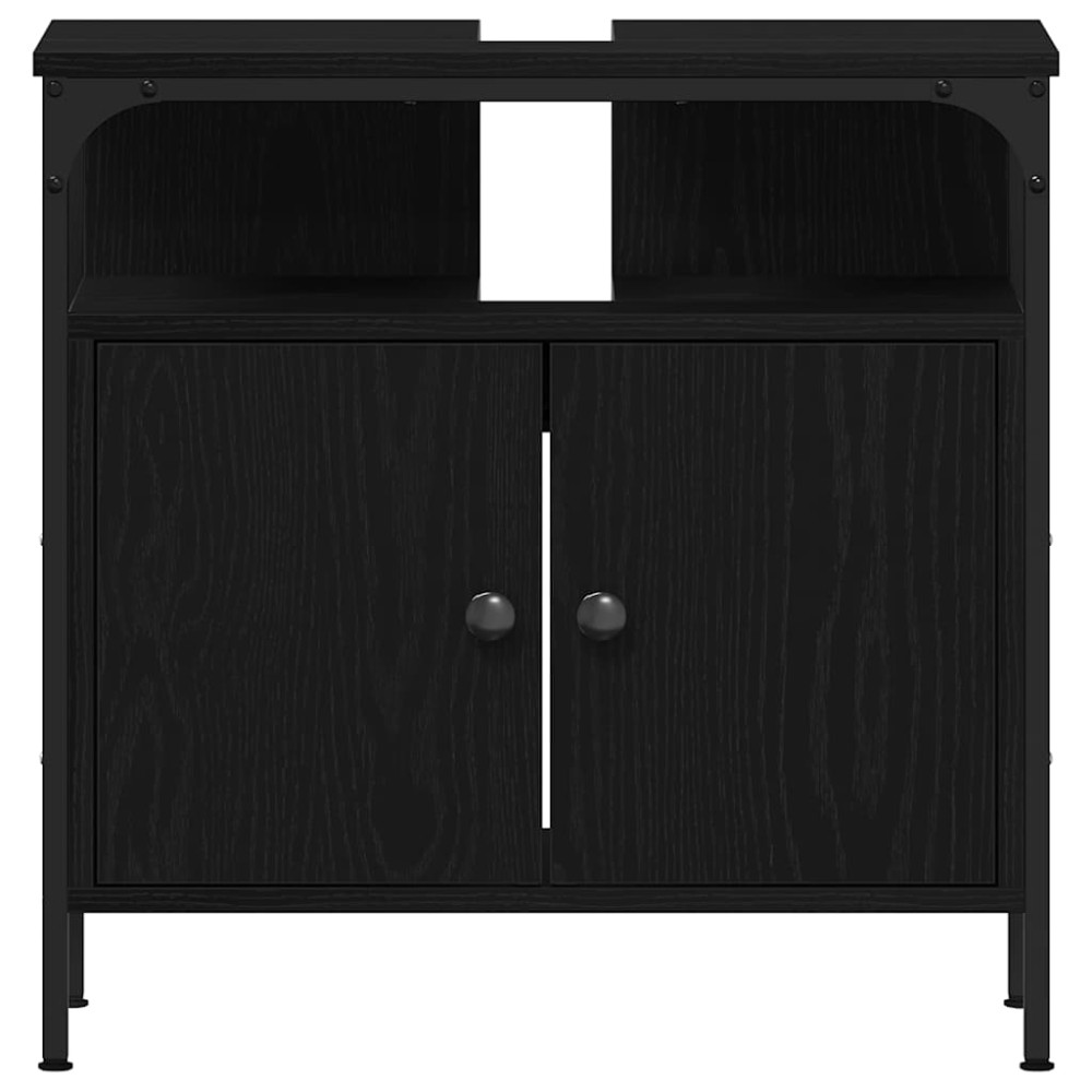 Produktbild för Tvättställsskåp svart ek 60x30x60 cm konstruerat trä