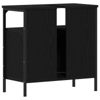 Produktbild för Tvättställsskåp svart ek 60x30x60 cm konstruerat trä