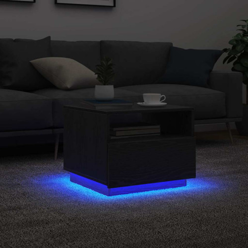 vidaXL Soffbord med LED svart ek 50x49x40 cm