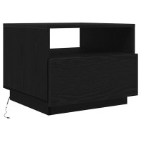 Produktbild för Soffbord med LED svart ek 50x49x40 cm