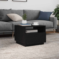 Produktbild för Soffbord med LED svart ek 50x49x40 cm