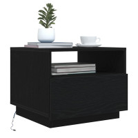 Produktbild för Soffbord med LED svart ek 50x49x40 cm