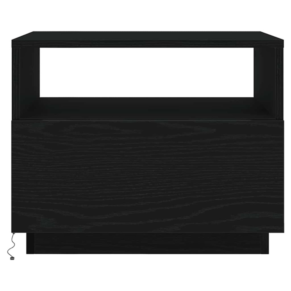 Produktbild för Soffbord med LED svart ek 50x49x40 cm