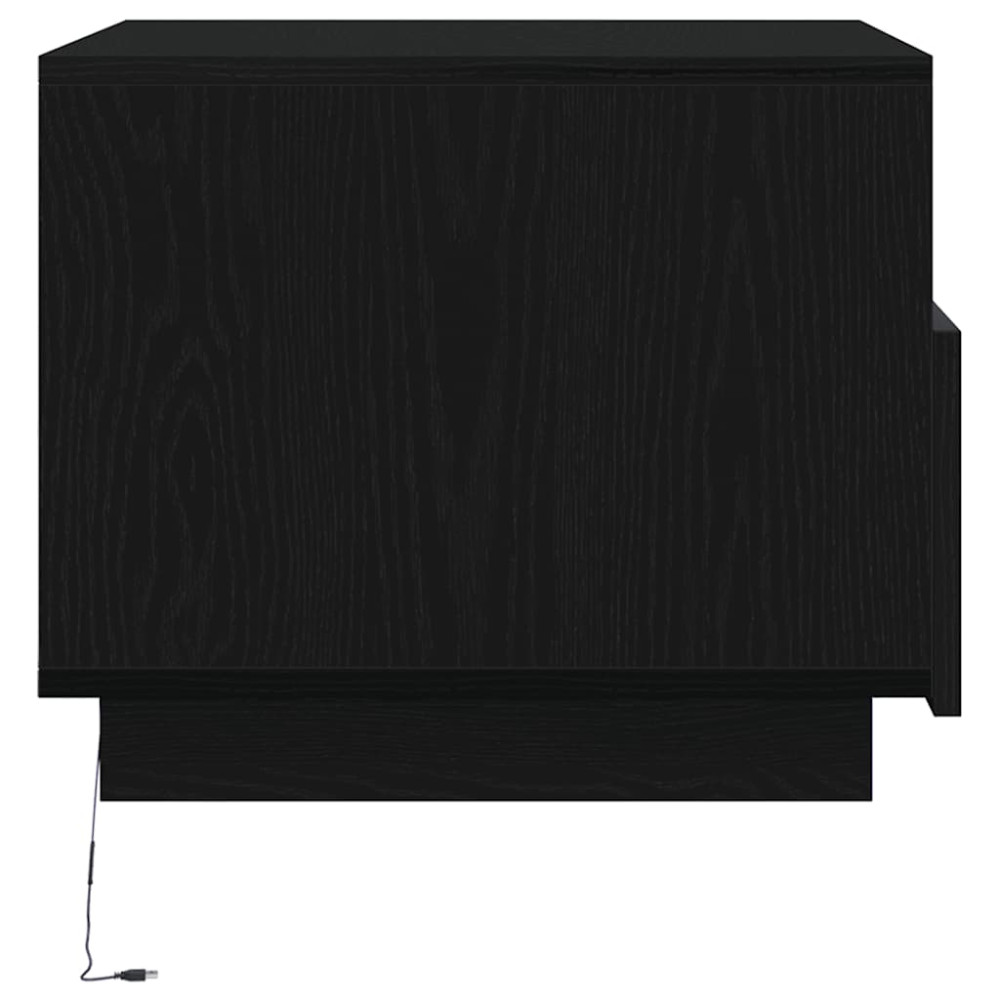 Produktbild för Soffbord med LED svart ek 50x49x40 cm