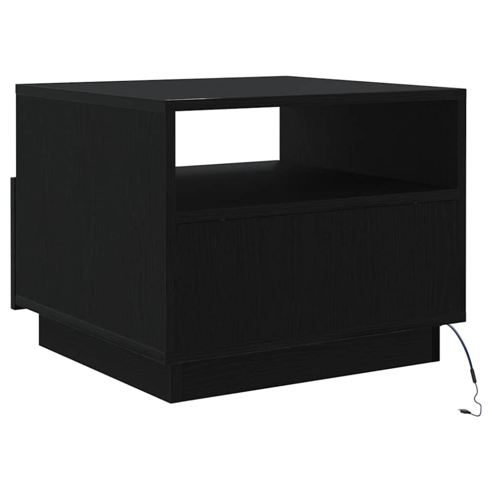 Produktbild för Soffbord med LED svart ek 50x49x40 cm