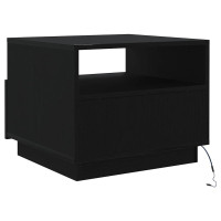 Produktbild för Soffbord med LED svart ek 50x49x40 cm