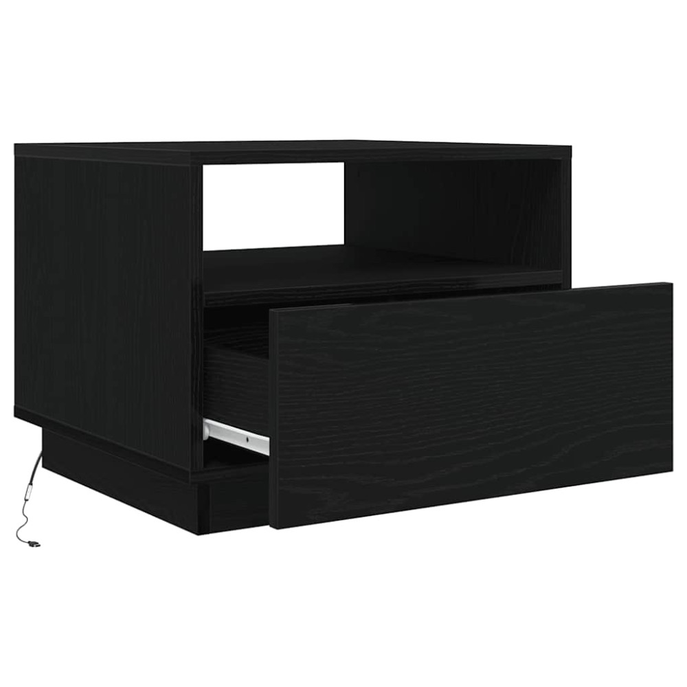 Produktbild för Soffbord med LED svart ek 50x49x40 cm