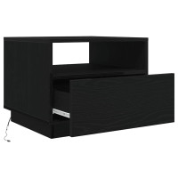 Produktbild för Soffbord med LED svart ek 50x49x40 cm