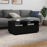 Produktbild för Soffbord med LED svart ek 90x49x40 cm