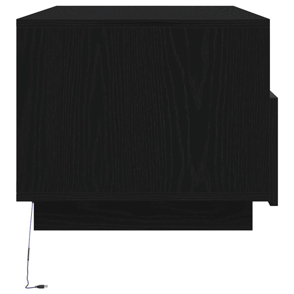 Produktbild för Soffbord med LED svart ek 90x49x40 cm