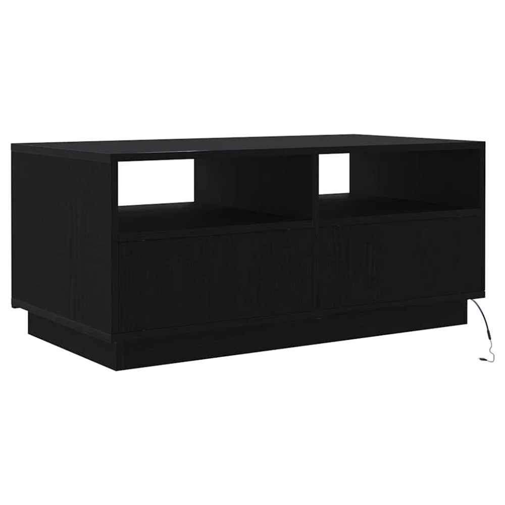 Produktbild för Soffbord med LED svart ek 90x49x40 cm
