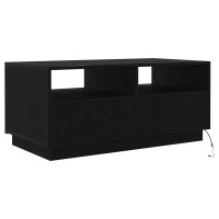 Produktbild för Soffbord med LED svart ek 90x49x40 cm