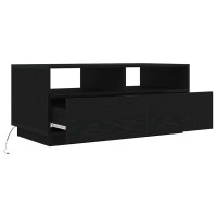 Produktbild för Soffbord med LED svart ek 90x49x40 cm