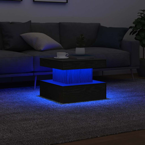 vidaXL Soffbord med LED svart ek 50x50x40 cm