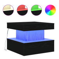 Produktbild för Soffbord med LED svart ek 50x50x40 cm