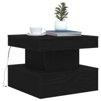 Produktbild för Soffbord med LED svart ek 50x50x40 cm