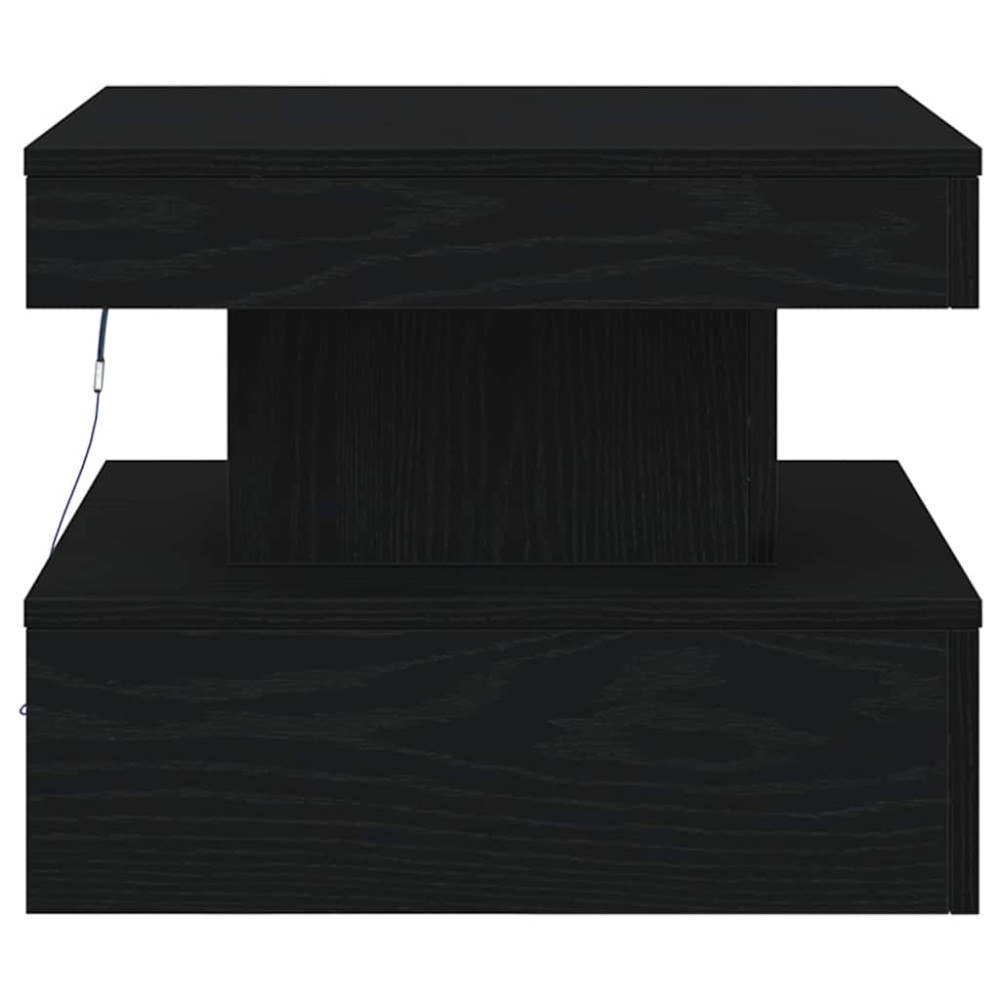 Produktbild för Soffbord med LED svart ek 50x50x40 cm