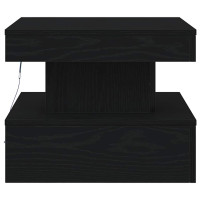 Produktbild för Soffbord med LED svart ek 50x50x40 cm