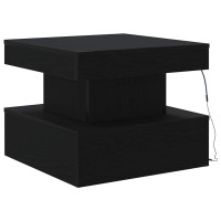 Produktbild för Soffbord med LED svart ek 50x50x40 cm